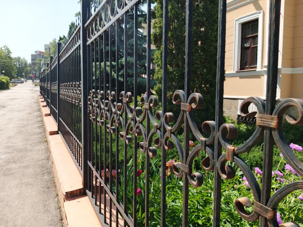 Metal fence of the building