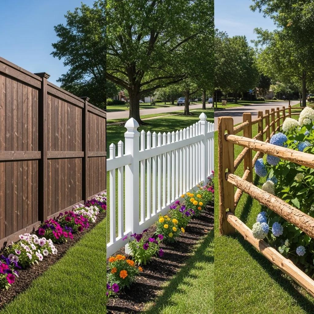 Different wood fence styles including privacy panels and picket fences in a Tulsa neighborhood Premier Fence Installation & Repair Services in North Massachusetts & Southern New Hampshire